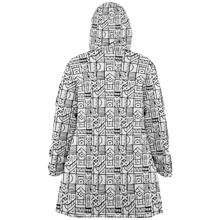 Zentangle Cuddle Cloak | Black White | Unisex Minky Sherpa Lined Hooded Coat