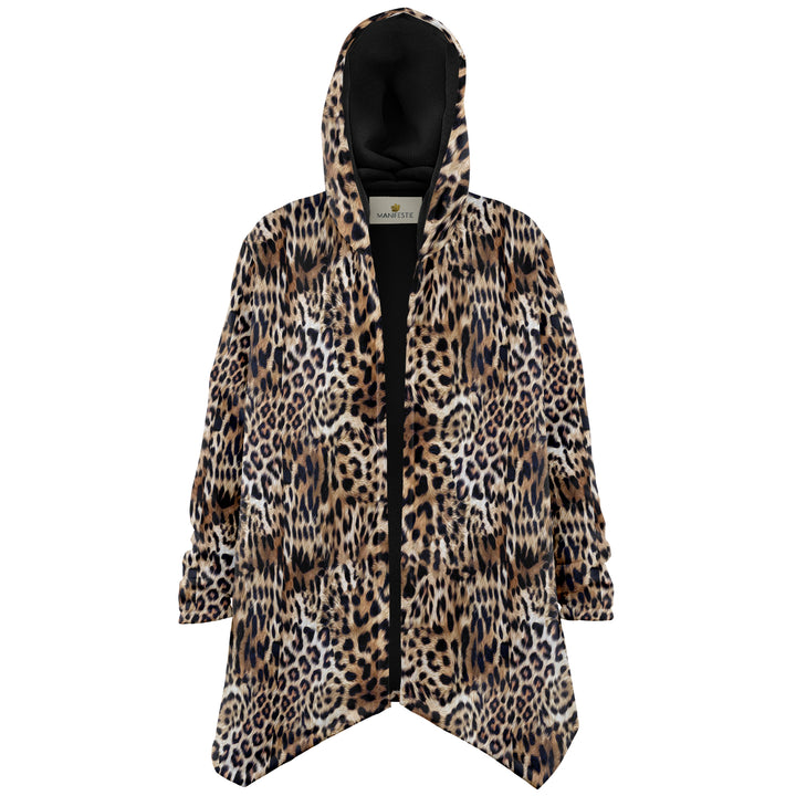 Leopard Print Cuddle Cloak | Unisex Minky Sherpa Hooded Coat