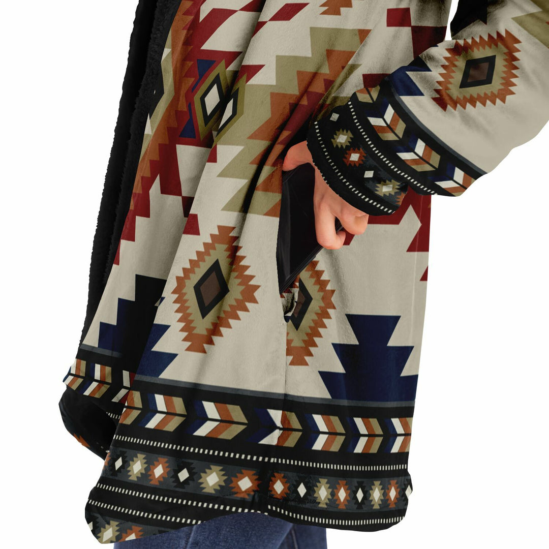 Izel Aztec Tribal Cloak | Unisex Minky Sherpa Lined Hooded Coat