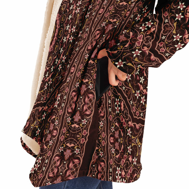 Classic Persian Carpet Cuddle Cloak | Jasmine | Unisex Minky Sherpa Hooded Coat