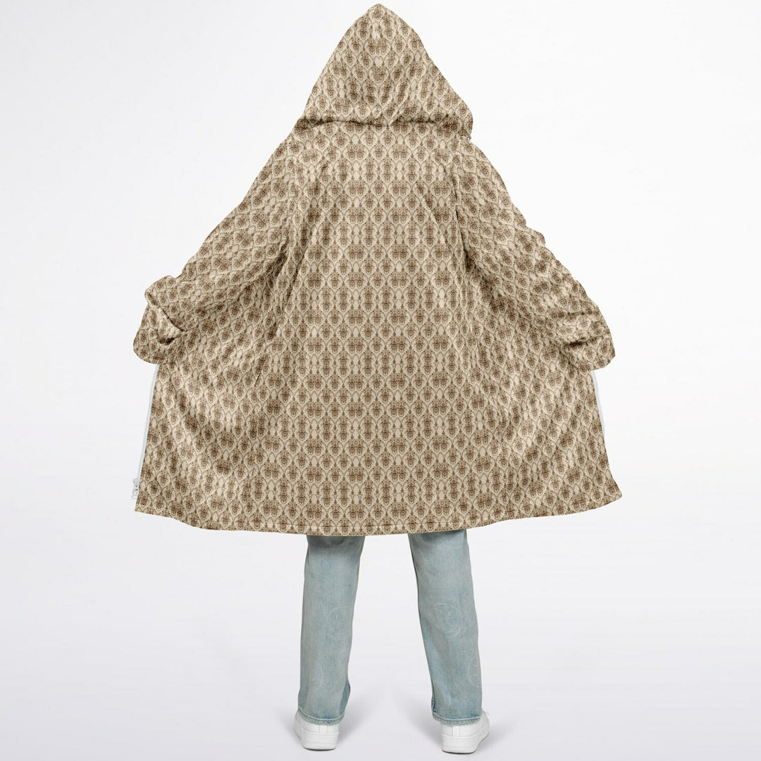 Cream Baroque Cuddle Coat | Unisex Minky Sherpa Lined Coat with Hood, Zipper and Pockets