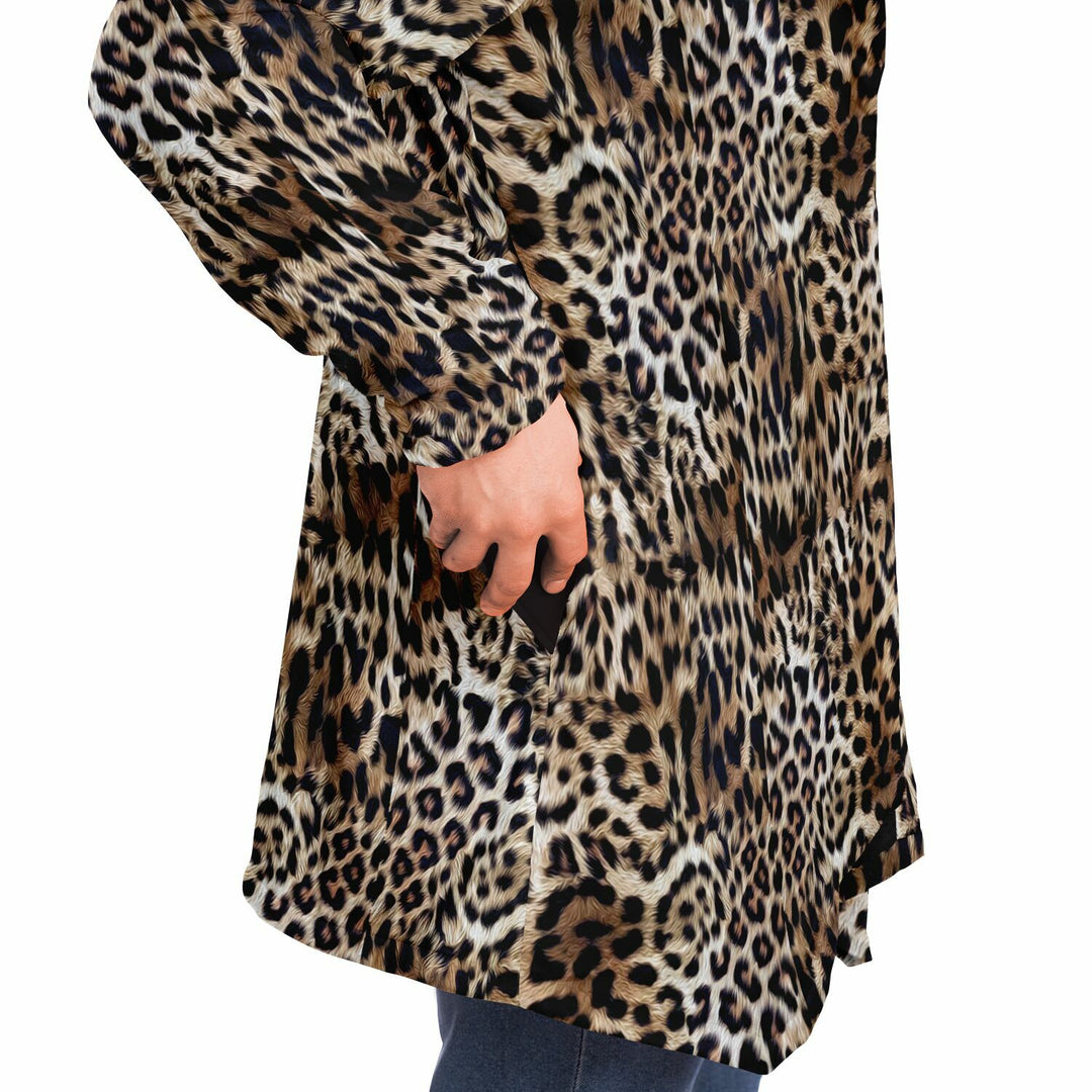 Leopard Print Cuddle Cloak | Unisex Minky Sherpa Hooded Coat