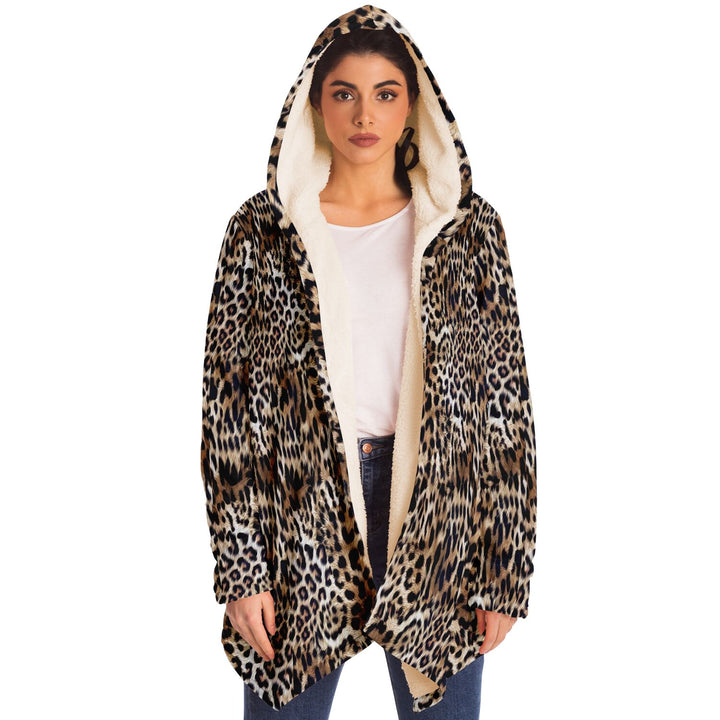 Leopard Print Cuddle Cloak | Unisex Minky Sherpa Hooded Coat