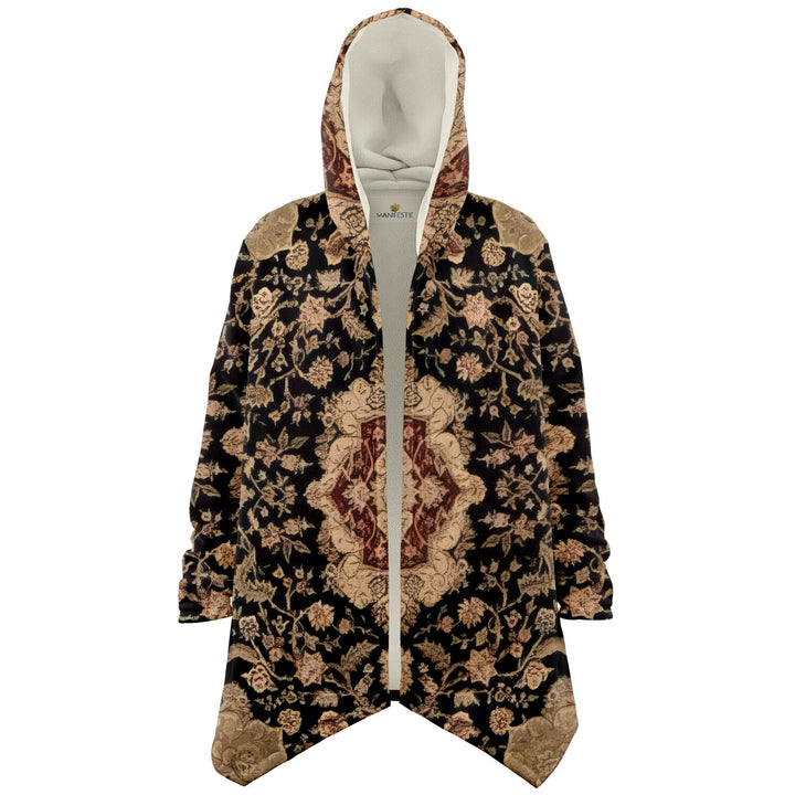 Black and Brown Persian Carpet Cuddle Cloak | Unisex Minky Sherpa Hooded Coat
