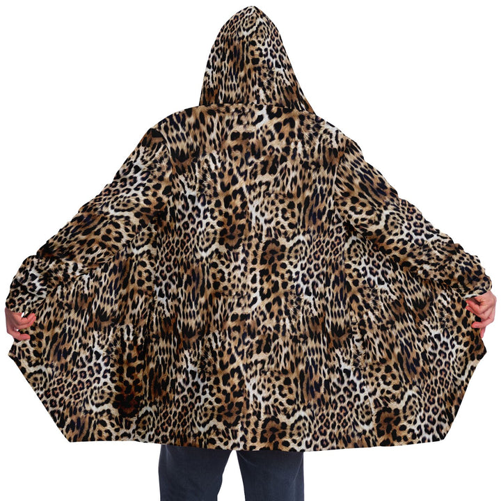 Leopard Print Cuddle Cloak | Unisex Minky Sherpa Hooded Coat