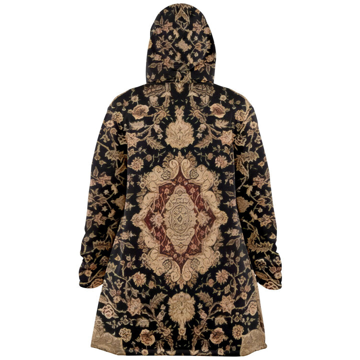 Black and Brown Persian Carpet Cuddle Cloak | Unisex Minky Sherpa Hooded Coat