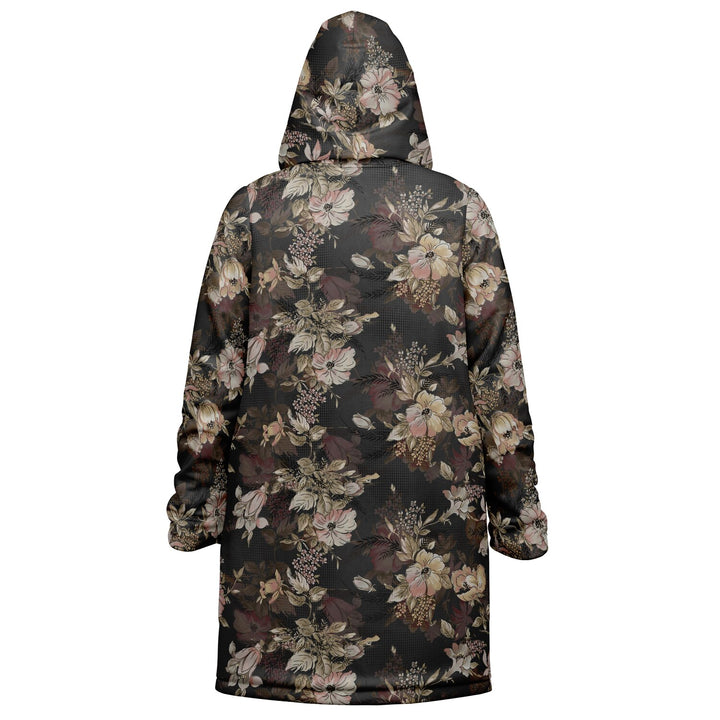 Floral Cuddle Coat | Unisex Minky Sherpa Lined Coat with Hood, Zipper and Pockets