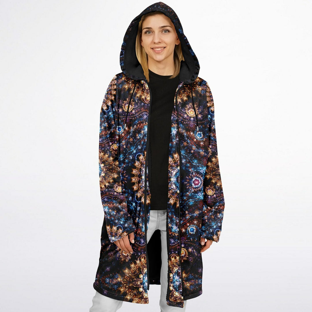 Cosmic Plane Cuddle Coat | Unisex Minky Sherpa Lined Coat with Hood, Zipper and Pockets