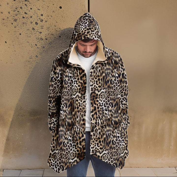 Leopard Print Cuddle Cloak | Unisex Minky Sherpa Hooded Coat