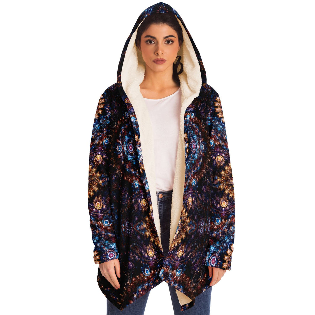 Cosmic Plane Cuddle Cloak | Unisex Minky Sherpa Lined Hooded Coat