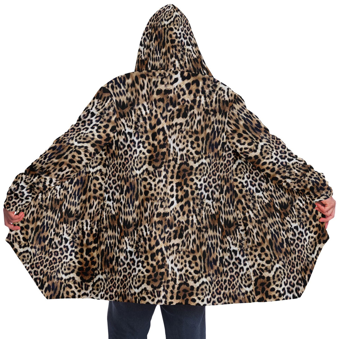 Leopard Print Cuddle Cloak | Unisex Minky Sherpa Hooded Coat