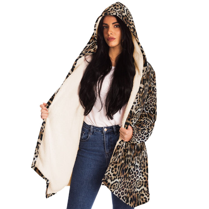 Leopard Print Cuddle Cloak | Unisex Minky Sherpa Hooded Coat