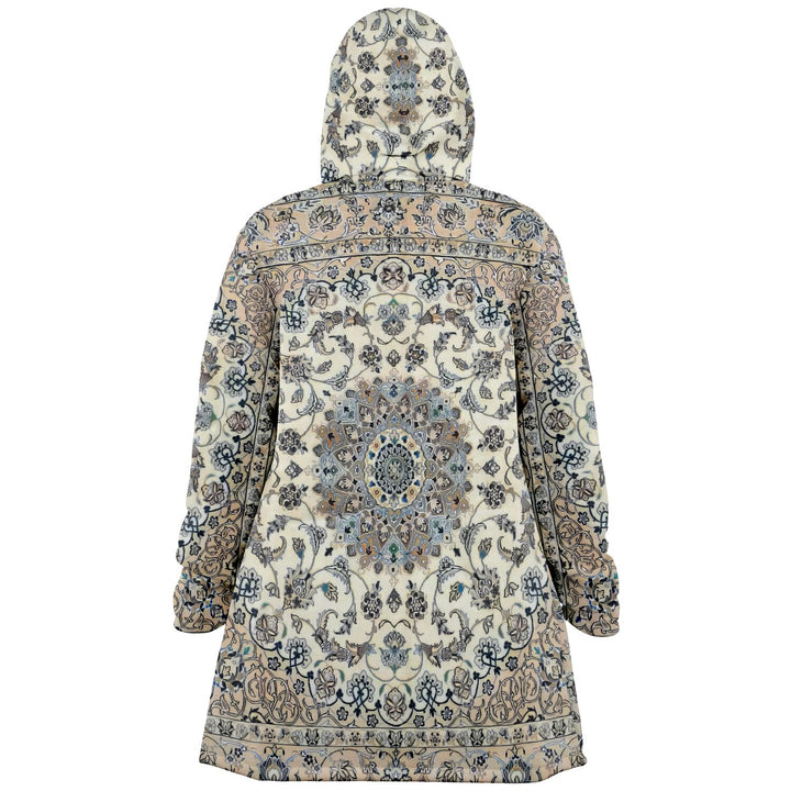 Classic Persian Carpet Cuddle Cloak | Nain, Cream and Soft Blue | Unisex Minky Sherpa Hooded Coat