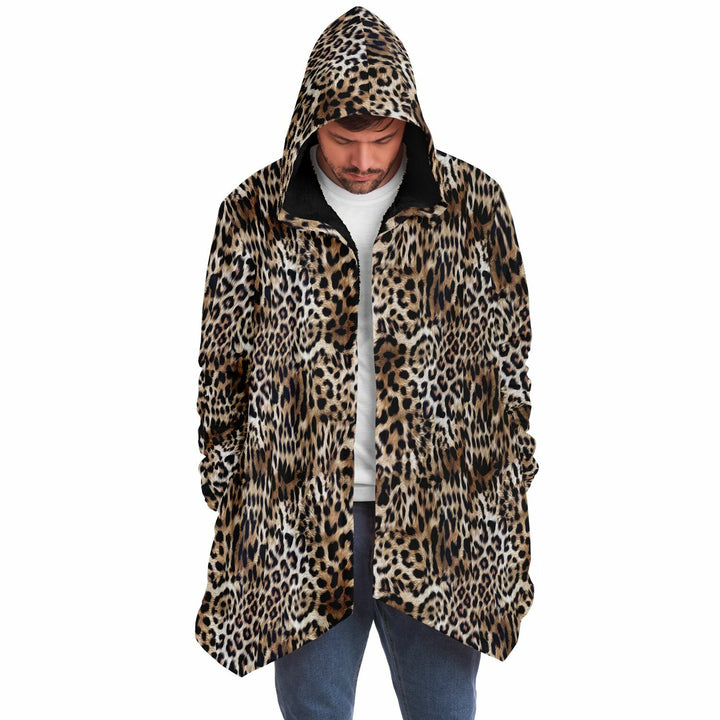 Leopard Print Cuddle Cloak | Unisex Minky Sherpa Hooded Coat