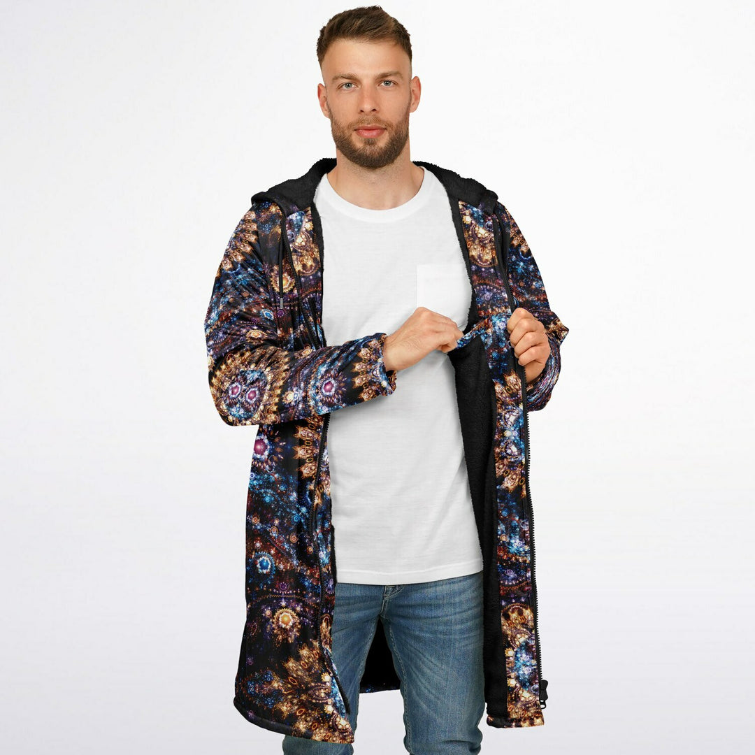 Cosmic Plane Cuddle Coat | Unisex Minky Sherpa Lined Coat with Hood, Zipper and Pockets