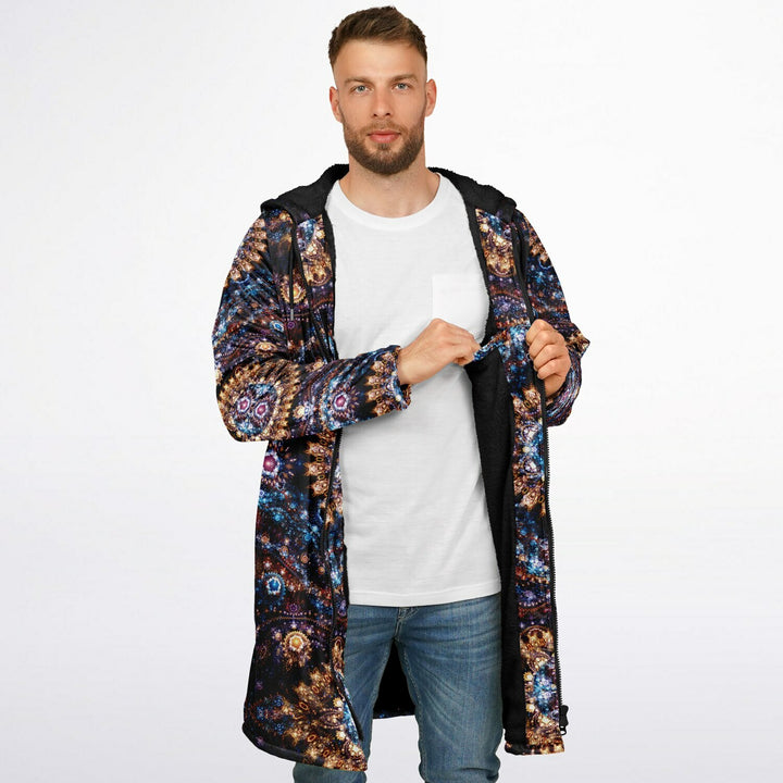 Cosmic Plane Cuddle Coat | Unisex Minky Sherpa Lined Coat with Hood, Zipper and Pockets