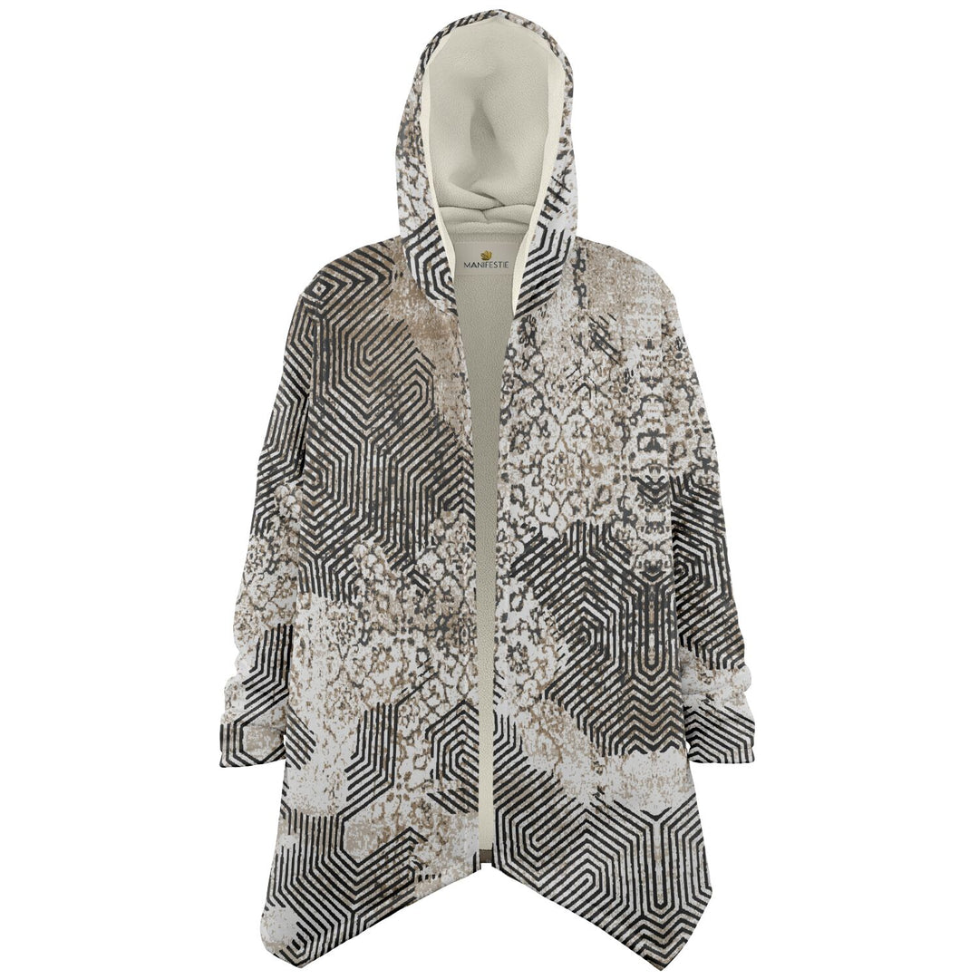 Past and Future Cuddle Cloak | Beige, Brown, Cream | Unisex Minky Sherpa Hooded Coat