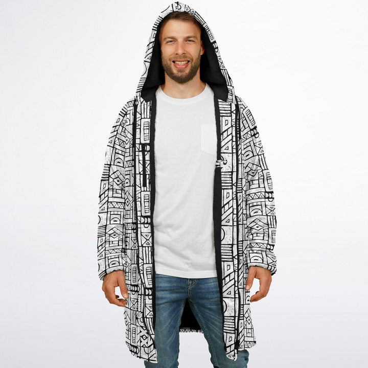 Zentangle Cuddle Coat | Unisex Minky Sherpa Lined Coat with Hood, Zipper and Pockets