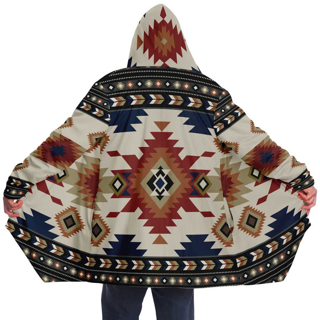 Izel Aztec Tribal Cloak | Unisex Minky Sherpa Lined Hooded Coat