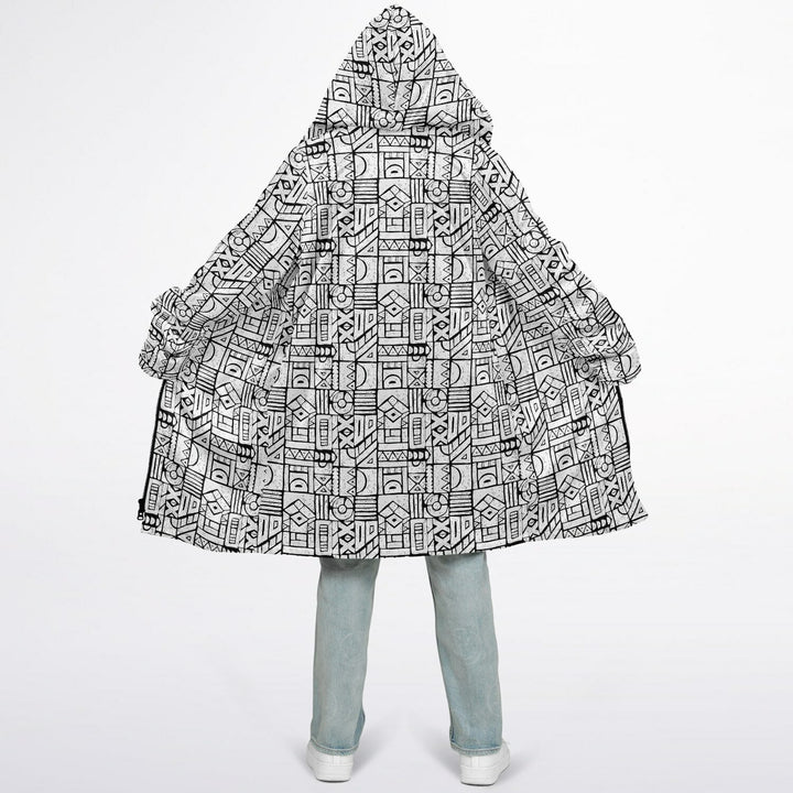 Zentangle Cuddle Coat | Unisex Minky Sherpa Lined Coat with Hood, Zipper and Pockets