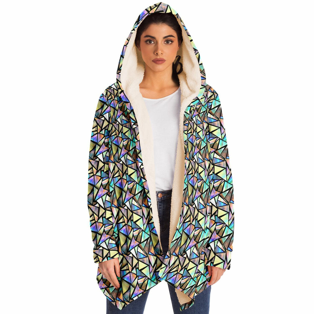 Spiral Slit Colorful Fleece Lined Pointy Hooded Coat retailer