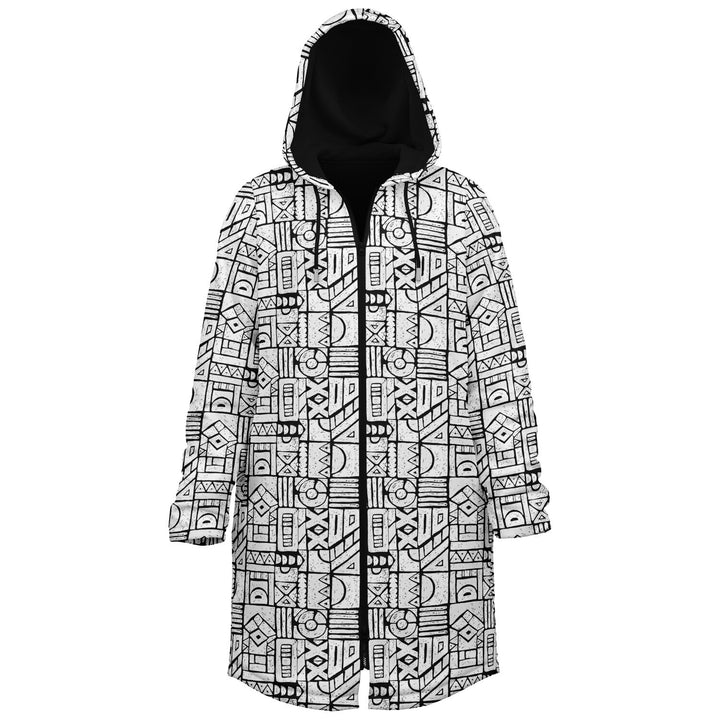 Zentangle Cuddle Coat | Unisex Minky Sherpa Lined Coat with Hood, Zipper and Pockets