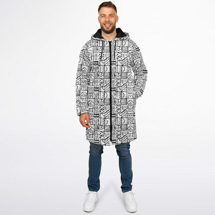 Zentangle Cuddle Coat | Unisex Minky Sherpa Lined Coat with Hood, Zipper and Pockets