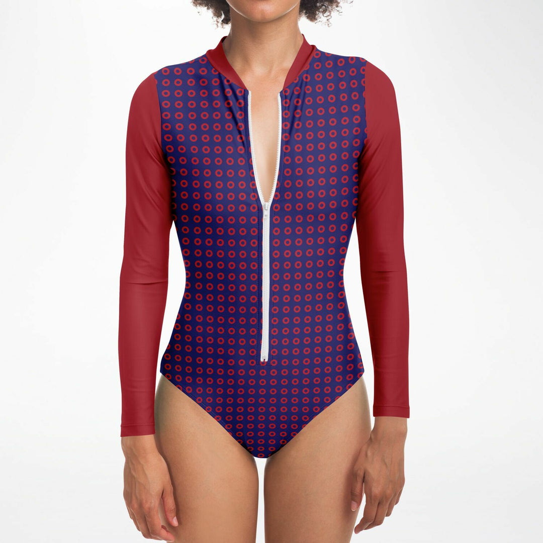 Phish Long Sleeve Swimsuit | Fishman Donut One Piece Bodysuit | Front Zipper