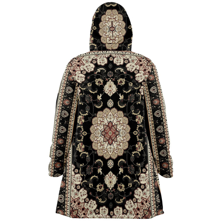 Classic Black Persian Carpet Cuddle Cloak | Unisex Minky Sherpa Lined Hooded Coat