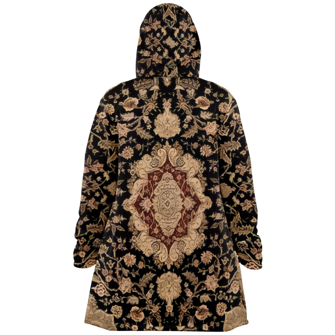 Black and Brown Persian Carpet Cuddle Cloak | Unisex Minky Sherpa Hooded Coat