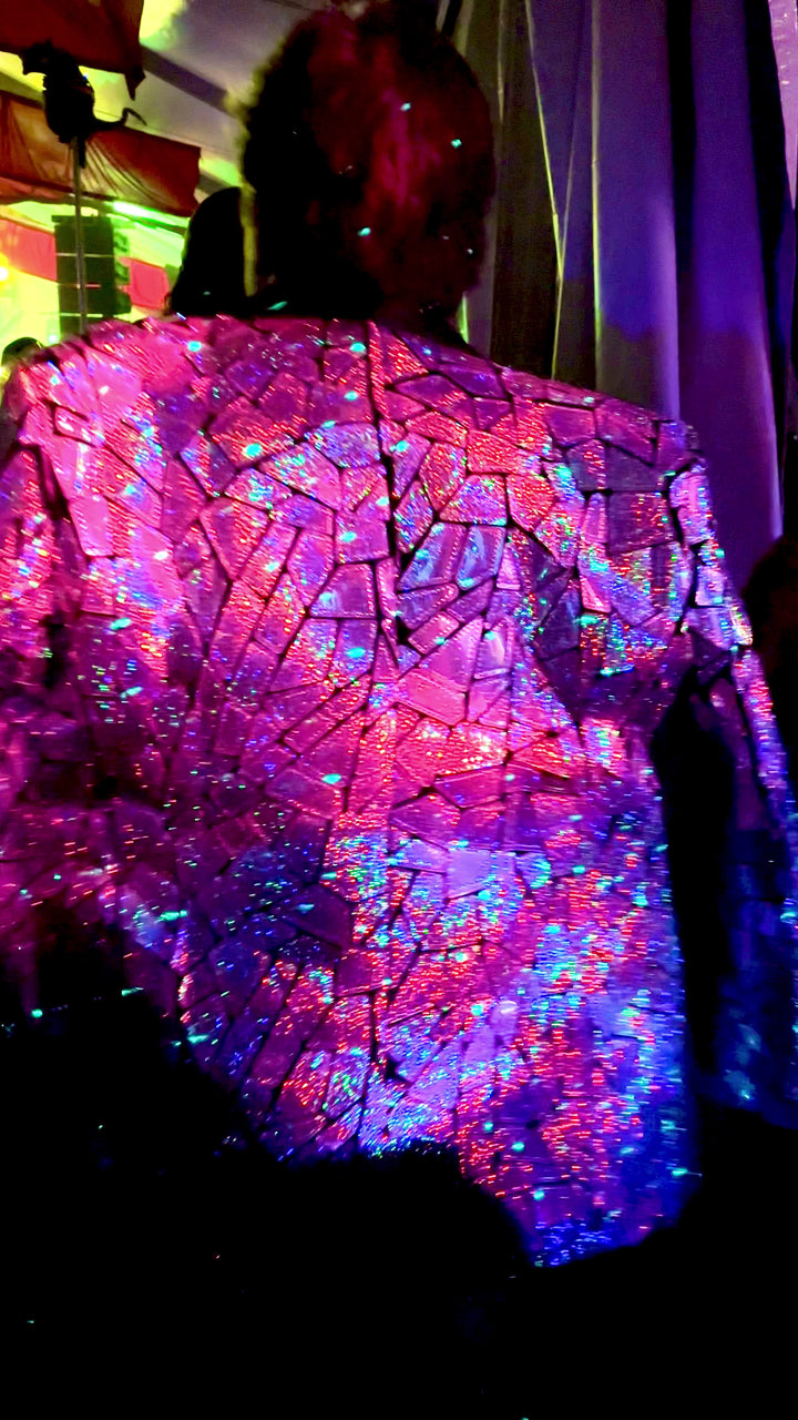 Disco Laser Blazer | Mens Silver holographic Sequin Jacket