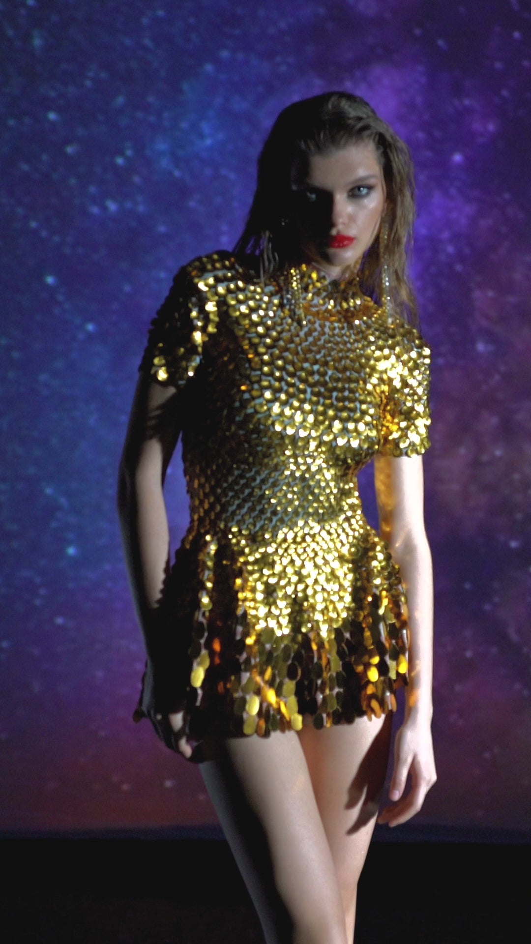 Helen Gold Sequins Party Dress Womens Burning Man Outfit NYE Sparkle Manifestie