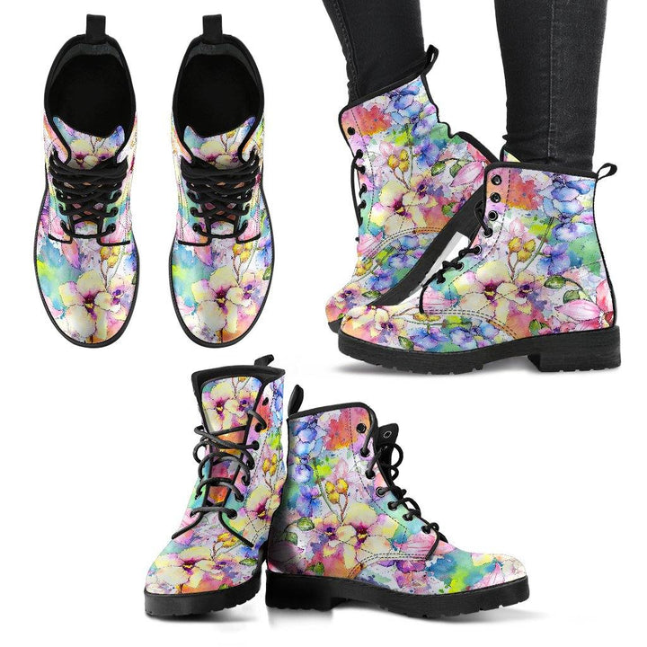 Botanical Watercolors Vegan Leather Boots - Manifestie