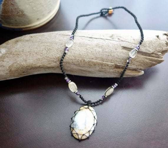 Tree Agate Macrame Necklace | Stone of Abundance | Micro-Macrame | Unisex, Healing Crystal Jewelry - Manifestie