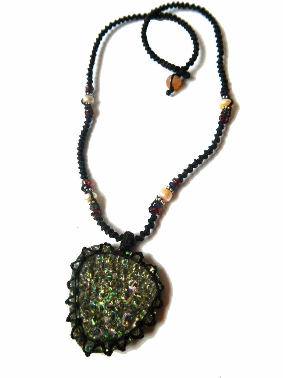 organic abalone seashell macrame Necklace – Your vessel for cleansing stone - Manifestie